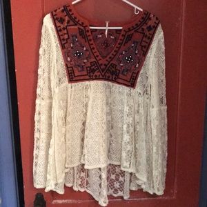 Free People long sleeve lace shirt